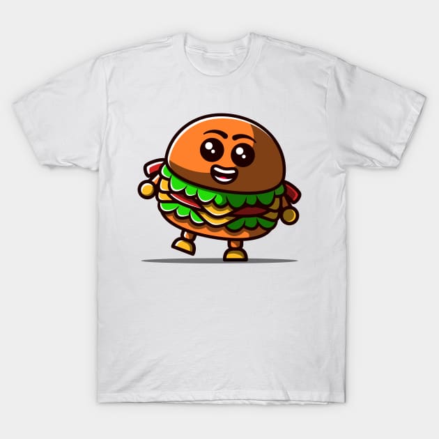 Cute Burger Happy Illustration. T-Shirt by Sydnaku 